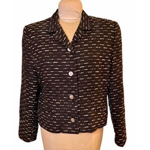 Soiree Women’s 100% Silk Blazer Textured Sz. L 4-Button Lined